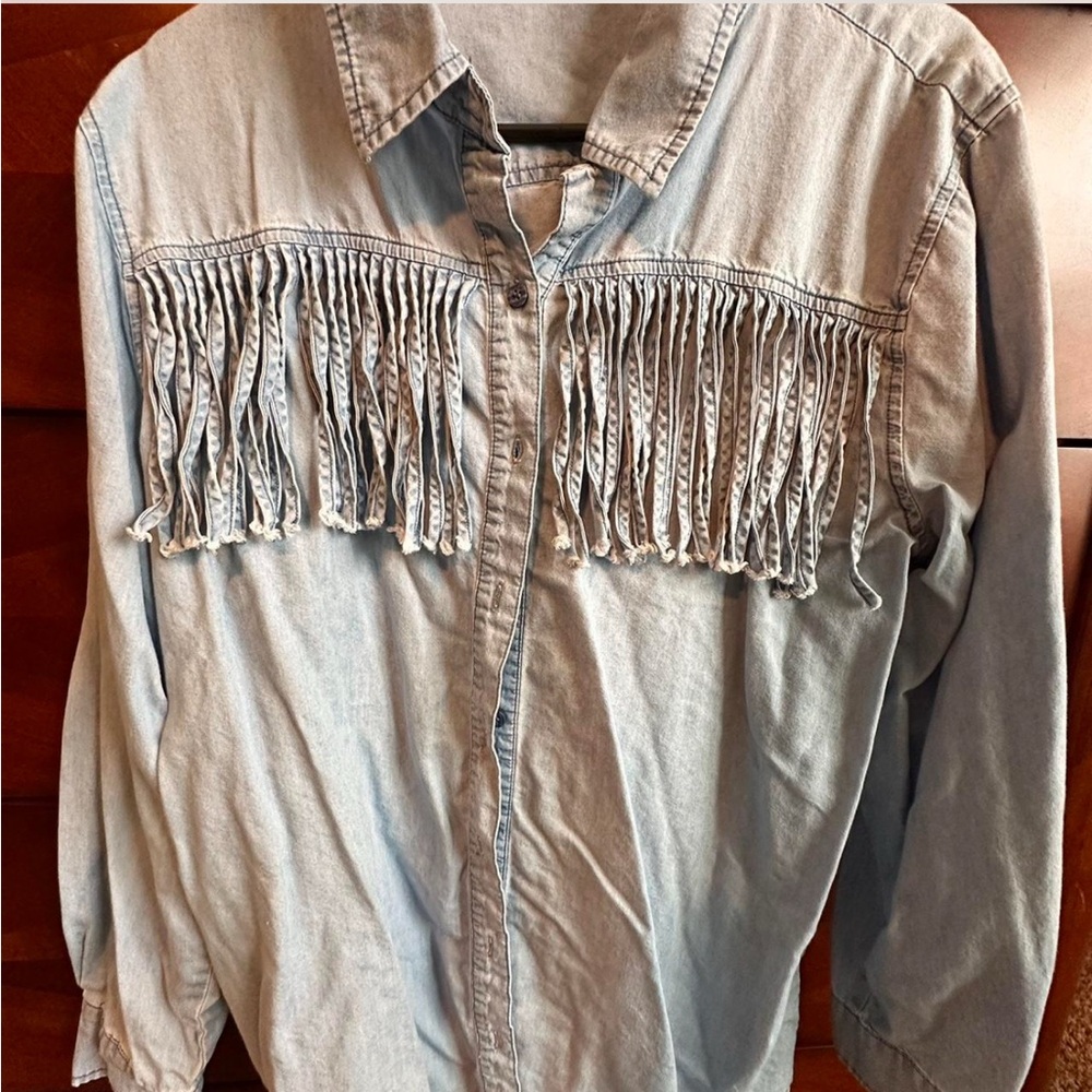 Fringe Denim Shirt